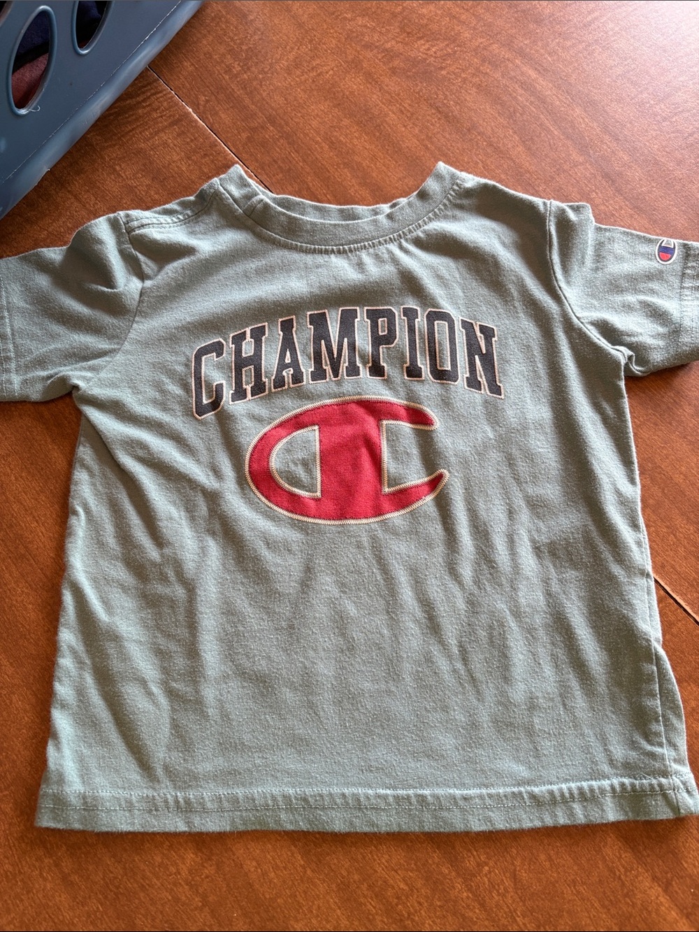 Champion Kids Olive Green Short Sleeve Tee with Red Logo